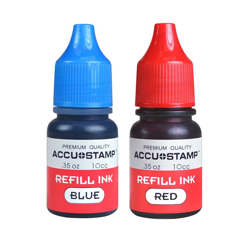AccuStamp Accu-Stamp Ink Refill, Pre-Inked, Red & Blue - Image 1